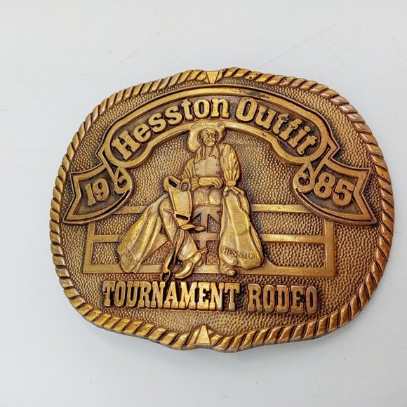 PRCA Rodeo Belt Buckle Hesston Outfit Tournament 1985 Cowboy Western Wear - Picture 5 of 9